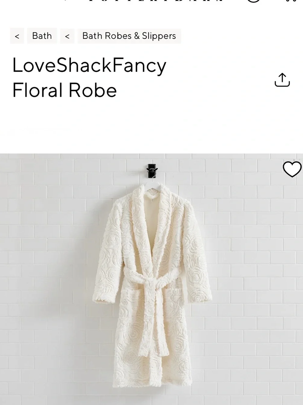 LoveShackFancy Cream Floral Textured Robe